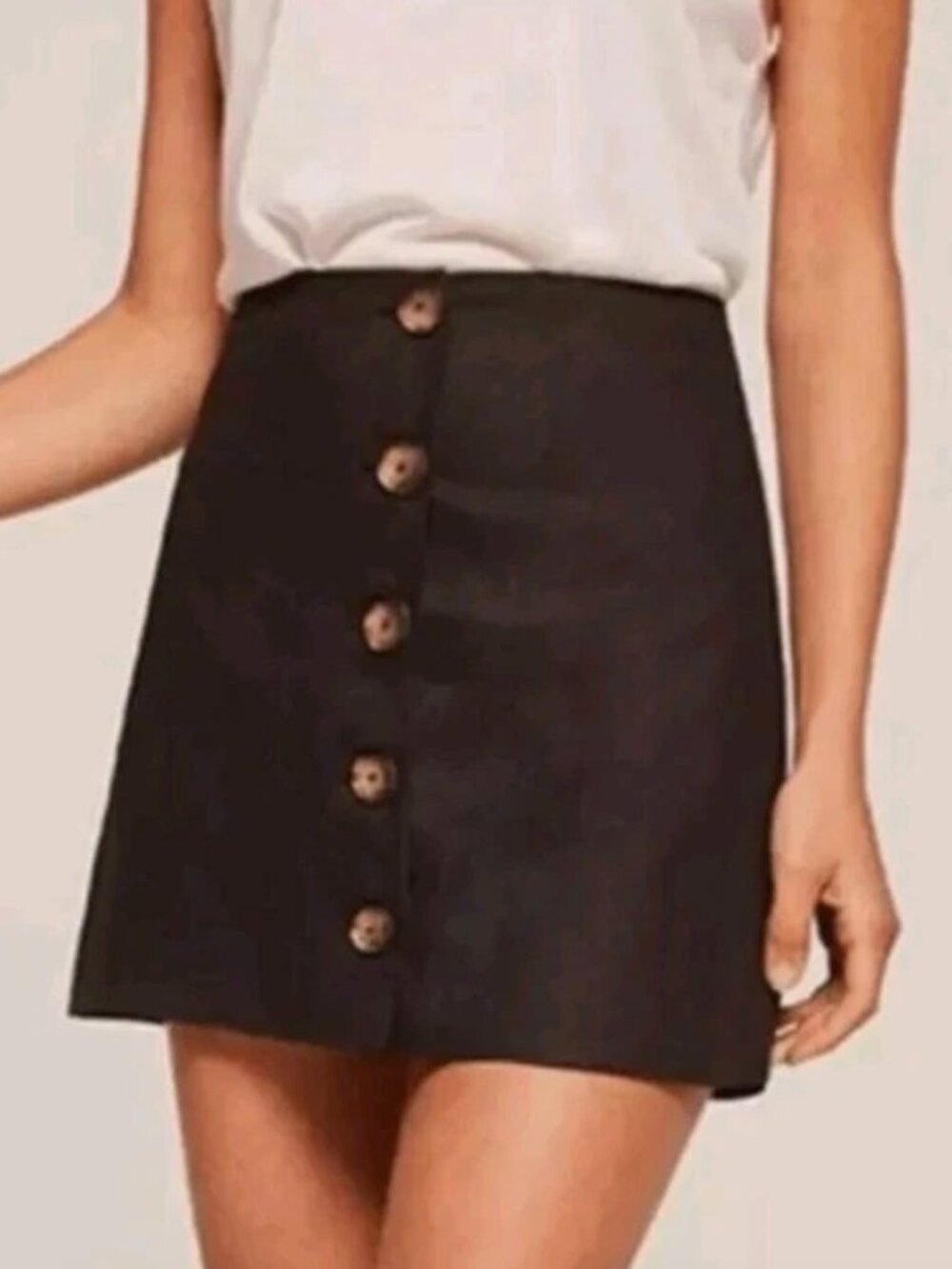 Reformation Black 100% Linen Mini Skirt ("Candy") Size 4